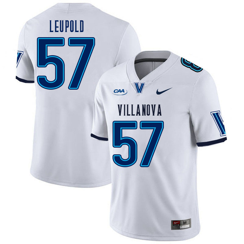 Men #57 Luke Leupold Villanova Wildcats College Football Jerseys Stitched Sale-White - Click Image to Close